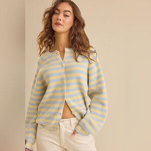 Altar'd State Yellow and Blue Striped Cardigan